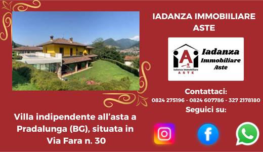 Villa con piscina e giardino all'asta a Pradalunga (BG)