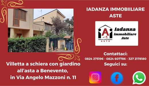 Villetta a schiera con giardino di pertinenza ed autorimessa all'asta a Benevento