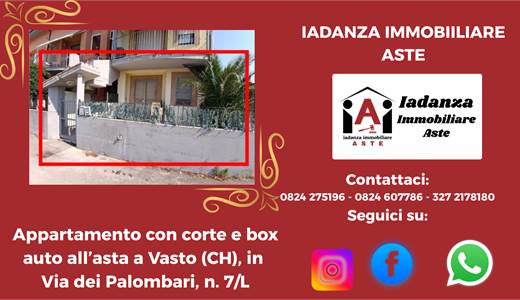 Appartamento con corte esterna, garage e posto auto all'asta a Vasto (CH)